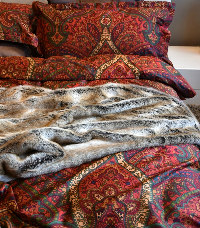 Eikei Boho Paisley Print Luxury Duvet Quilt Cover and Shams 3pc Bedding Set Bohemian Damask Medallion 350TC Egyptian Cotton Sateen (Queen) - Image 3
